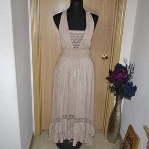 Venus Boho Tiered Beachy Vacation Halter Beach Ready Romantic Party Dress